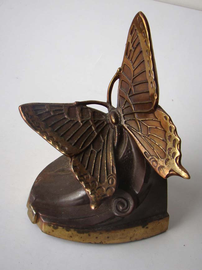 A charming pair of bronze Butterfly bookends by Philadelphia Manufacturing Co. circa 1935